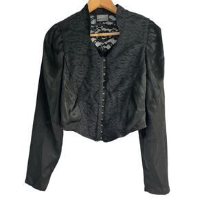 Vintage Roughrider Circle T Women’s Whimsygoth Black Lace Satin‎ Corset Blouse